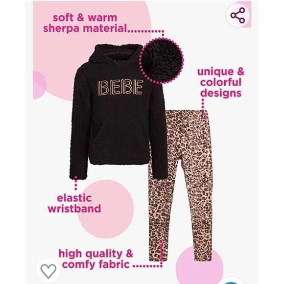 NWT BEBE GIRLS SHERPA OUTFIT - Picture 2 of 7